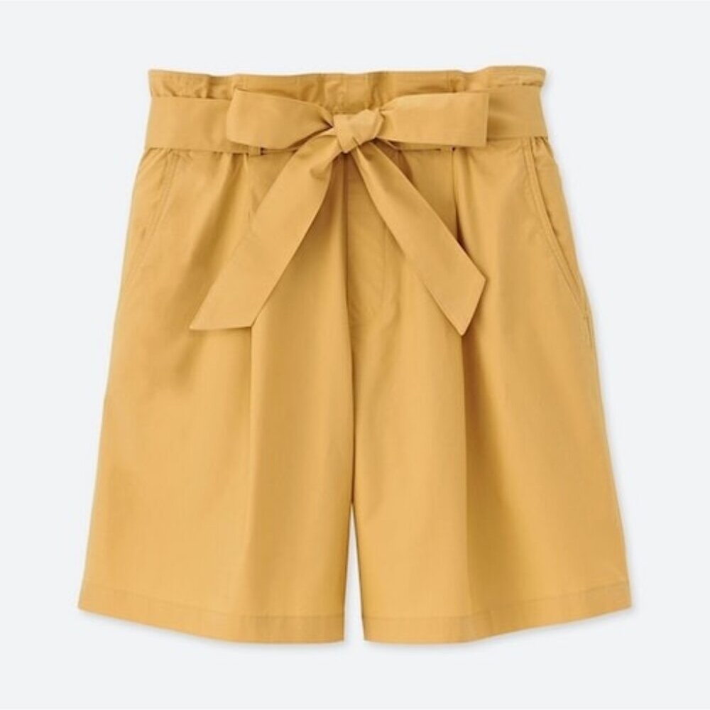 Uniqlo Belted Paperbag Shorts Yellow
